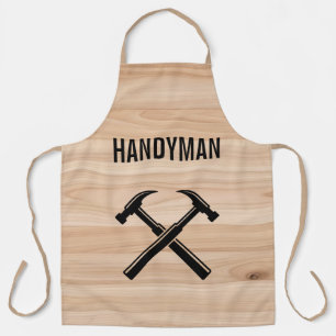 Handwerker-Vertragshammer-Logo aus rustikalem Holz Schürze