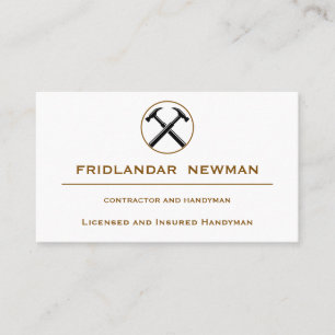 Handwerker-Vertragshammer-Logo aus rustikalem Holz Visitenkarte