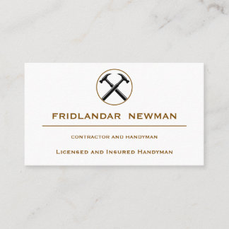 Handwerker-Vertragshammer-Logo aus rustikalem Holz Visitenkarte
