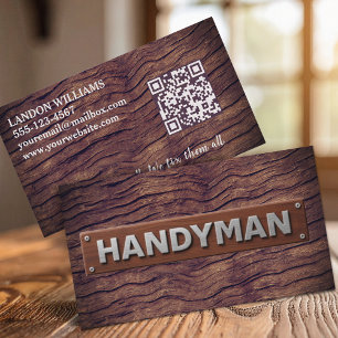 Handwerker-Wartungsreparaturdienst Holz-QR-Code Visitenkarte