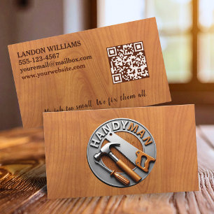 Handwerker-Wartungsreparaturdienst Holz-QR-Code Visitenkarte