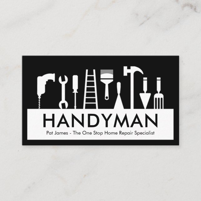 Handwerker-Werkzeug-Silhouette-Plakat Visitenkarte (Vorderseite)
