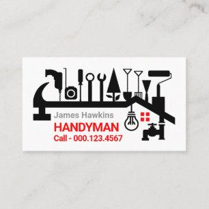 Handwerker Werkzeuge Gebäude Dachreparatur Visitenkarte