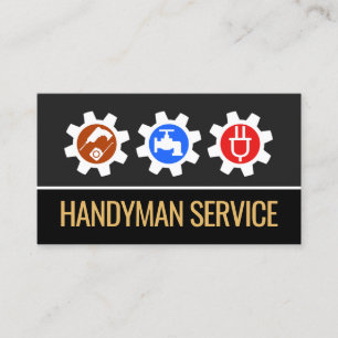 Handwerker Werkzeuge Icons Zahnrad Visitenkarte