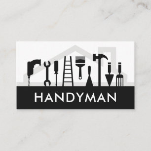 Handwerker-Werkzeuge Silhouette auf dem Dach Visitenkarte