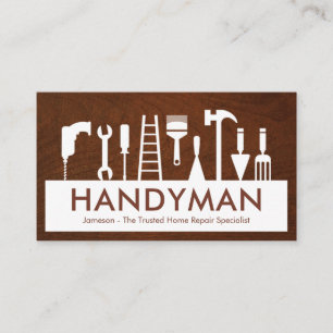 Handwerker Werkzeuge Silhouette Schild Visitenkarte