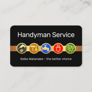 Handwerker-Werkzeugsymbole auf goldenem Tab Visitenkarte