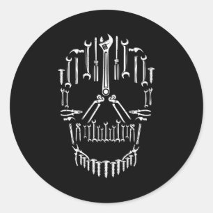 Handwerker Wrench and Hammer Tools Skull Mechanic  Runder Aufkleber
