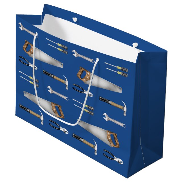 Handwerkerwerkzeuge Große Geschenktüte (Vorderseite Schrägansicht)