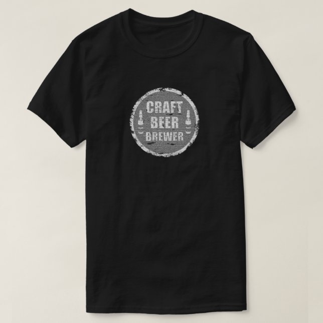 Handwerks-Bier Brauer-Beunruhigte Farbe weiß und T-Shirt (Design vorne)
