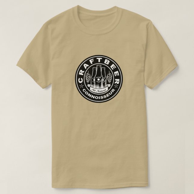 Handwerks-Bier-Kenner-schwarze u. weiße Hopfen T-Shirt (Design vorne)