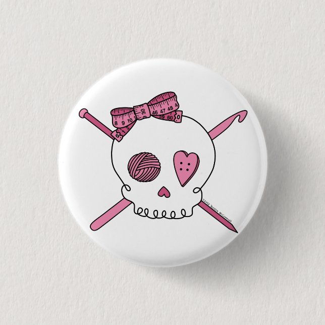 Handwerks-Schädel (Rosa) Button (Vorderseite)