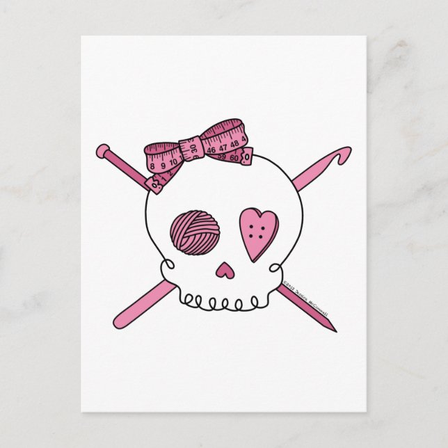 Handwerks-Schädel (Rosa) Postkarte (Vorderseite)