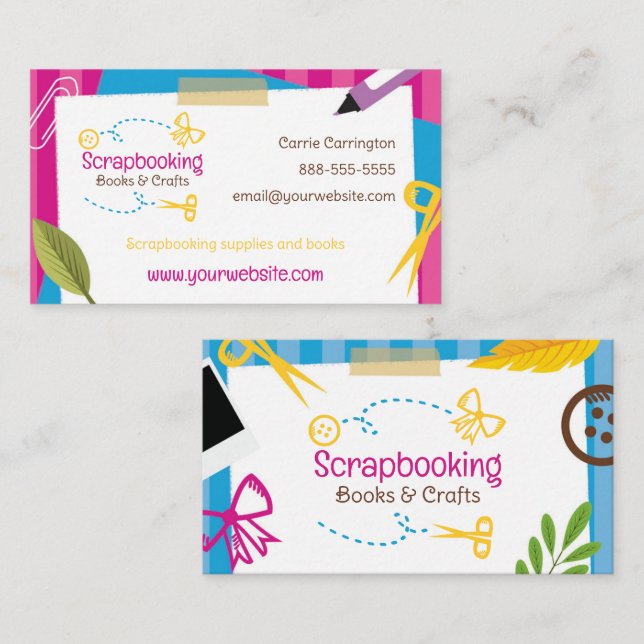 Handwerkskarte Scrapbooking Business Card Visitenkarte (Vorne/Hinten)