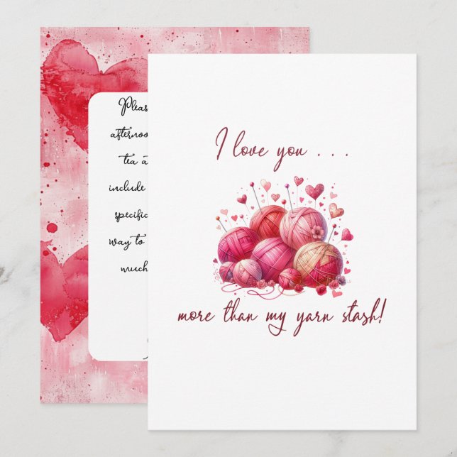 Handwerksliebhaber, die das Valentinische Knittern Einladung (Vorne/Hinten)