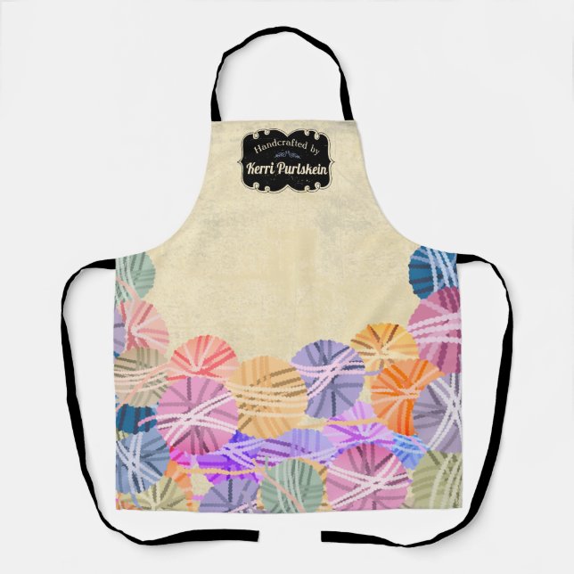 Handwerksshow aus farbigen Strickkronen Schürze (Vorderseite)