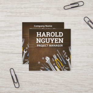 Handwerkswerkzeuge Holztisch Quadratische Visitenkarte