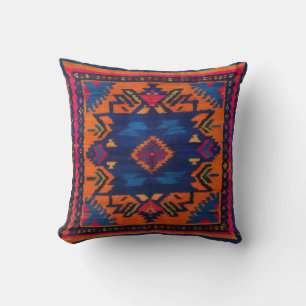 Handwoven Blue Kilim Lumbar Kissen: Einzigartiger Kissen