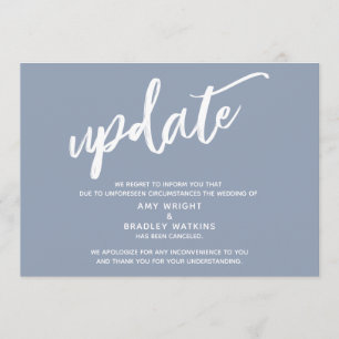 Handwriting abgebrochen Hochzeitsupdate Dusty Blue Einladung