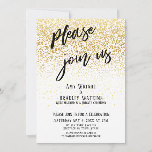 Handwriting Bitte schließen Sie sich uns Confetti  Einladung