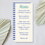 Handwriting Bold Retro Green Blue Wedding Menükarte<br><div class="desc">Handwriting Bold Retro Green Blue Wedding Menu Card - auch ideal für alle anderen Feiern wie Geburtstag oder Sommer Party.</div>