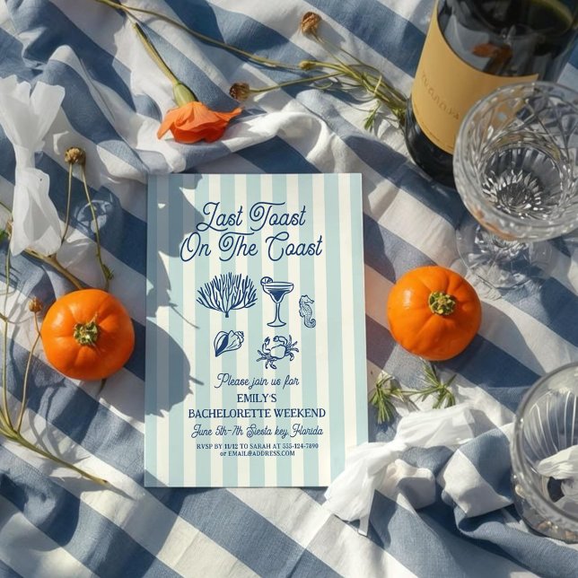 Handwriting Coast Retro Hochzeit Einladung (Von Creator hochgeladen)