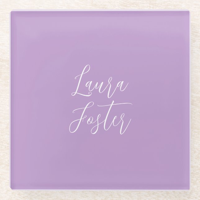 Handwriting Eleganname Lilac Color Glasuntersetzer (Vorderseite)