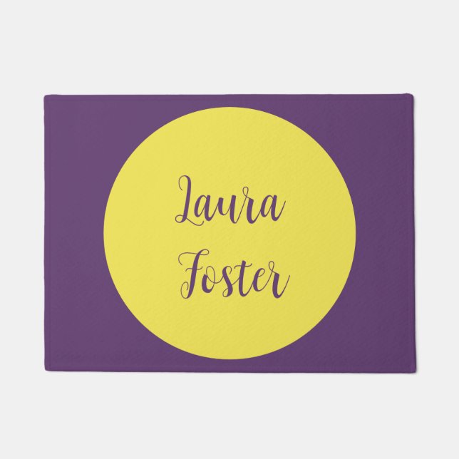 Handwriting Eleganter Name Indigo & Gelb Farbe Fußmatte (Vorderseite)