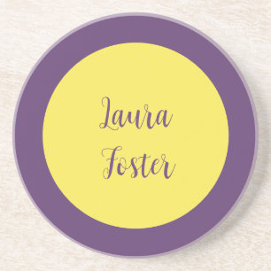 Handwriting Eleganter Name Indigo & Gelb Farbe Getränkeuntersetzer