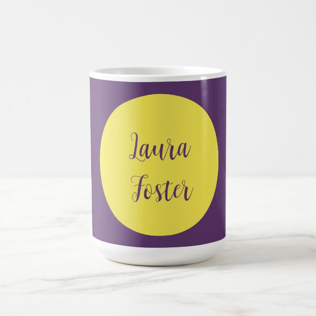 Handwriting Eleganter Name Indigo & Gelb Farbe Kaffeetasse (Mittel)