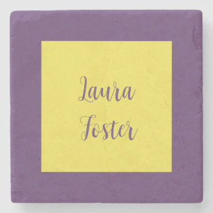 Handwriting Eleganter Name Indigo & Gelb Farbe Steinuntersetzer