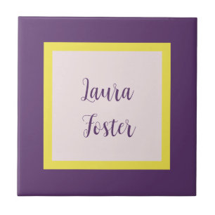 Handwriting Eleganter Name Indigo Yellow Rose Quar Fliese