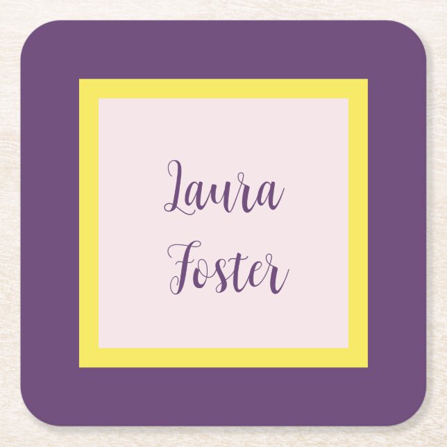 Handwriting Eleganter Name Indigo Yellow Rose Quar Rechteckiger Pappuntersetzer (Vorderseite)