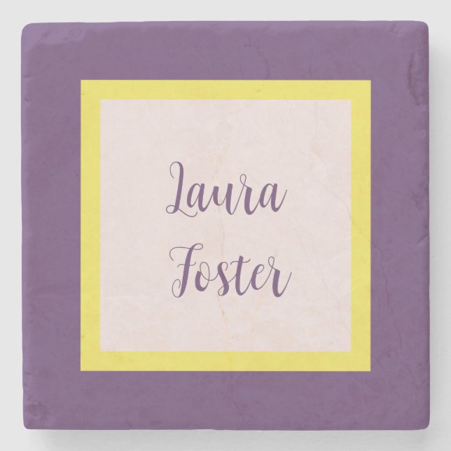 Handwriting Eleganter Name Indigo Yellow Rose Quar Steinuntersetzer (Vorderseite)