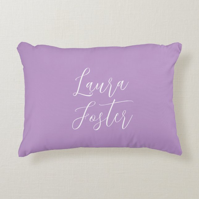 Handwriting Eleganter Name Lilac & Rosa Farbe Dekokissen (Vorderseite)