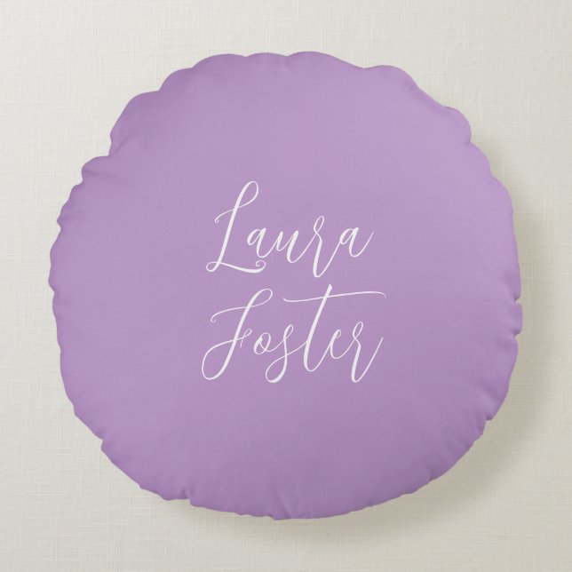Handwriting Eleganter Name Lilac & Rosa Farbe Rundes Kissen (Vorderseite)