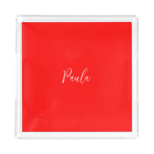 Handwriting Elegantname Red Color Schlicht Acryl Tablett