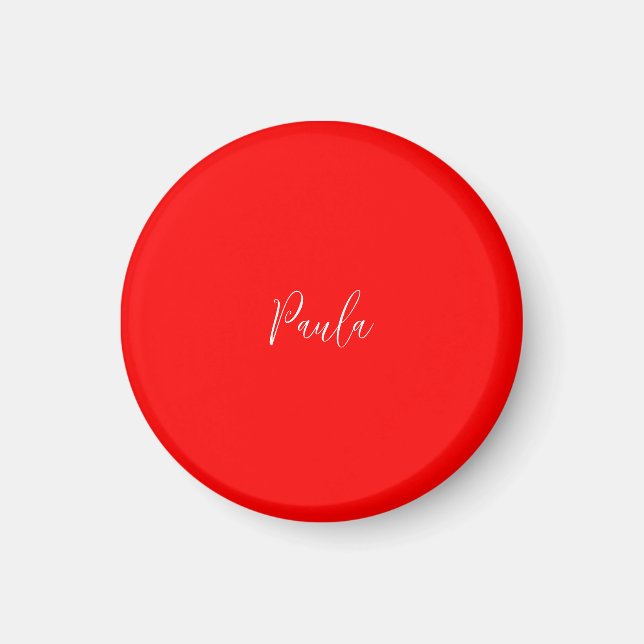 Handwriting Elegantname Red Color Schlicht Magnet (Vorne)