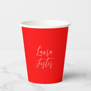 Handwriting Elegantname Red Color Schlicht Pappbecher