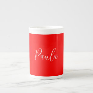 Handwriting Elegantname Red Color Schlicht Prozellantasse