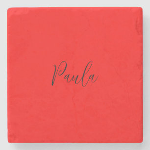 Handwriting Elegantname Red Color Schlicht Steinuntersetzer