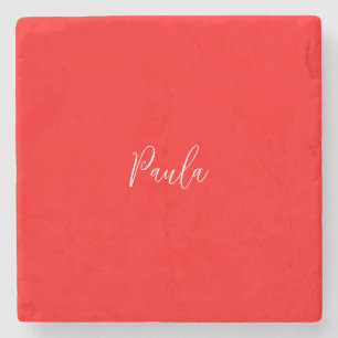 Handwriting Elegantname Red Color Schlicht Steinuntersetzer