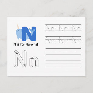 Handwriting-FlashCards für Kindergarten   N,O   Postkarte