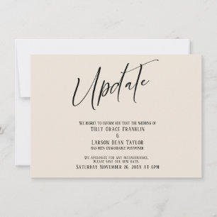 Handwriting Hochzeitsupdate Cream Card verzögert Einladung