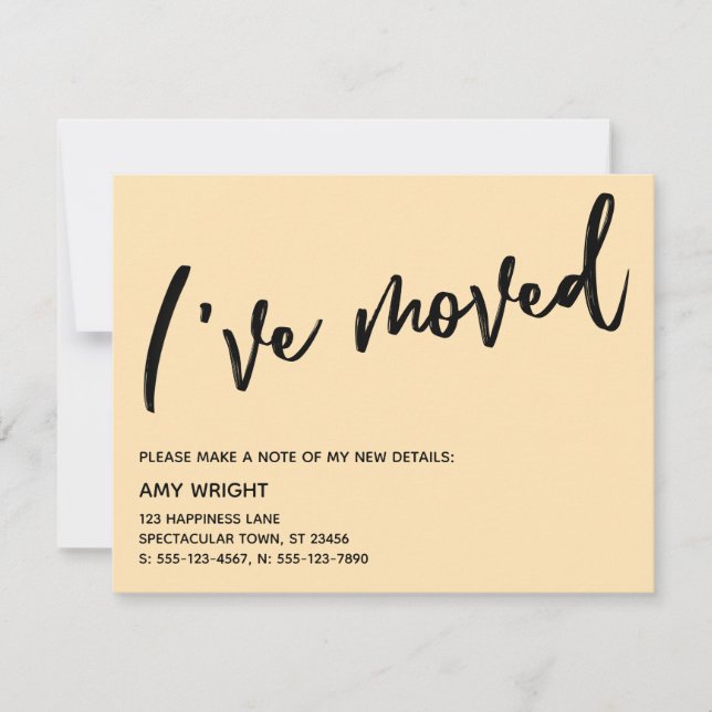 Handwriting Ich habe die Peach Announcement Card v Mitteilungskarte (Vorderseite)