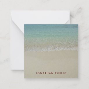 Handwriting Monogram Template Sea Waves Sand Mitteilungskarte