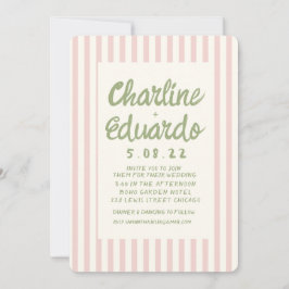 Handwriting Pastel Retro Hochzeitkarte Einladung
