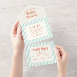 Handwriting Pastel Retro Wedding All In One Einladung