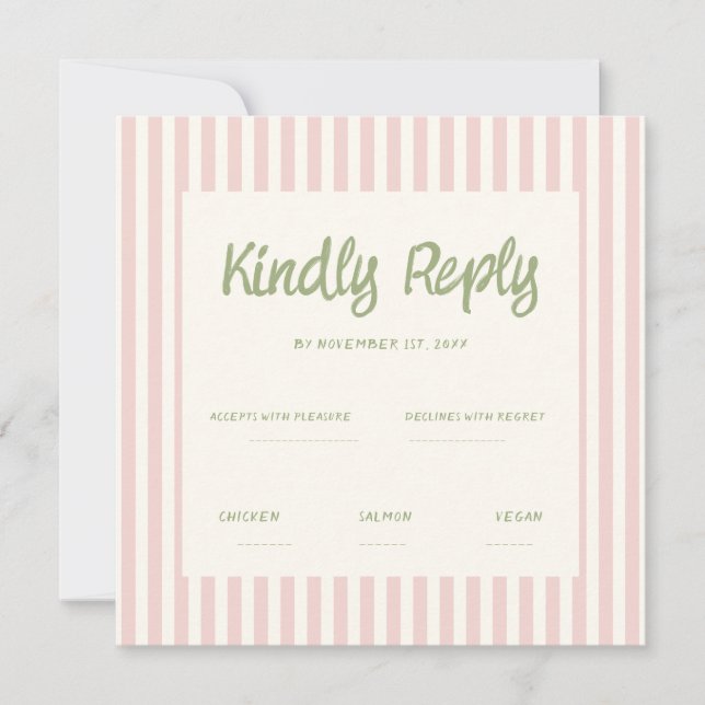 Handwriting Pastel Retro Wedding Rsvp Einladung (Vorderseite)