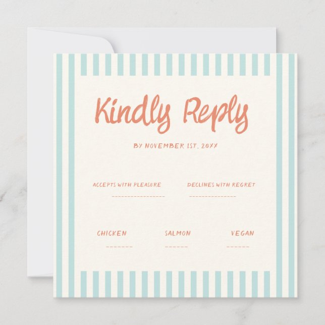 Handwriting Pastel Retro Wedding Rsvp Einladung (Vorderseite)